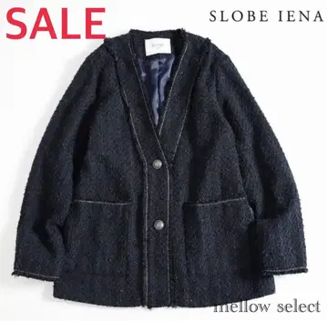 새상품급 SALE SLOBEIENA 스 이에나 트위드 노카라 자켓