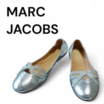 새상품급 MARC JACOBS 리본 플랫슈즈 메탈릭 실버 38