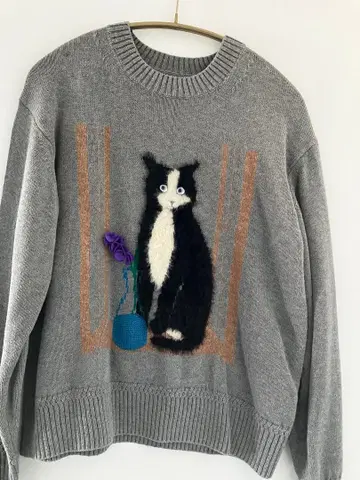 MUVEIL 고양이 코튼 스웨터