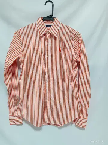 [미사용 새상품] 초레어 컬러 랄프 로렌 스트라이프 셔츠 오렌지 S~M