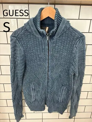 GUESS 풀 집업 후드 부착 니트 XS 그레이