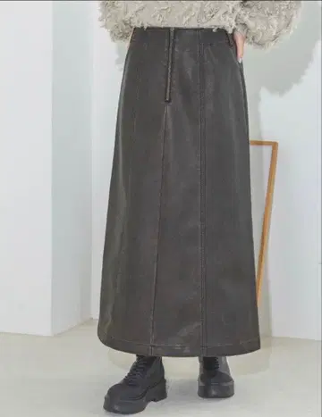 jeanasis 사이드 벨트 레더라이크 스커트