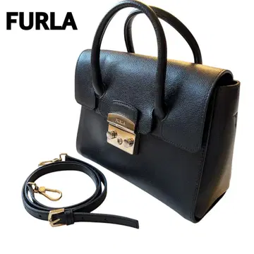 FURLA 훌라 2WAY 메트로폴리스 새첼백 블랙 가죽 블랙