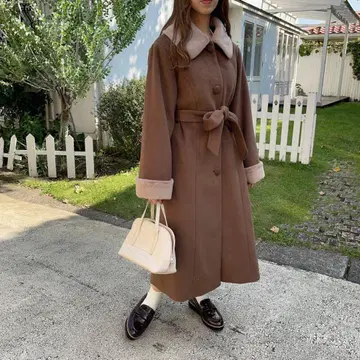 mellowneon mellow's 퍼 달린 롱 코트