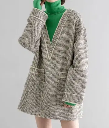 mystic 트위드 V 풀오버