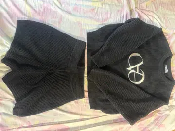 ALENCY 블랙 리브 편직 셋업