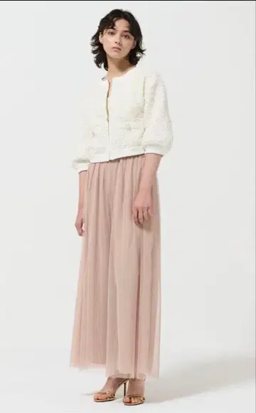 [ 그레이스 콘티넨탈 ] 튤 프릴 니트 블루종