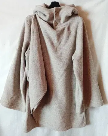 고무 밴딩 플리스 드레이프 코트