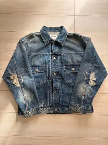 monkey time 데미지 데님 자켓