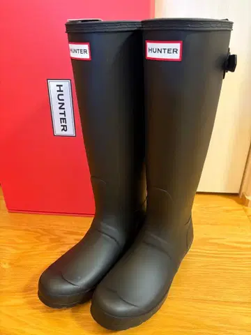HUNTER 블랙 장화 버클 포함