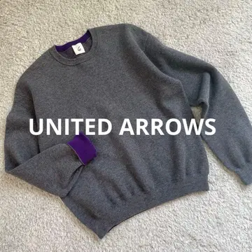 6(ROKU) 코튼 울 크루넥 니트 그레이 퍼플 로쿠