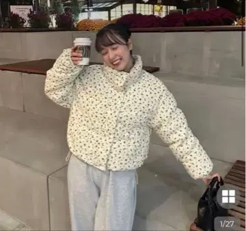 플라워 프린트 숏 다운 점퍼 NUGU nyom mayuka