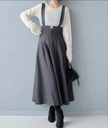 Rejoule 프론트 지퍼 하이웨스트 점프수트 그레이 프리 사이즈