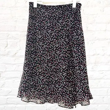 반두 옥테이블 플레어 스커트 도트 무늬 미디 기장 일본제 네이비