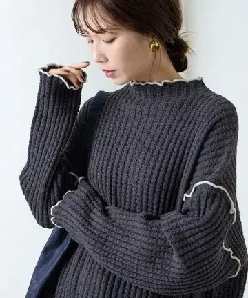 택 포함 FREAK'S STORE 헤비 와플 메로우 하이넥 니트