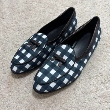 유나이티드 애로우즈 깅엄 체크 패턴 리본 포함 로퍼