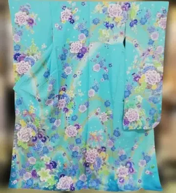 약간 하자 있음 순수 실크 후리소데 재단 완료 리메이크