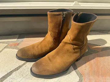 브라운 스웨이드 사이드 지퍼 부츠