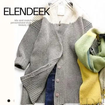 엘렌딕 ELENDEEK 가디건 니트 바이컬러 그레이 겉옷
