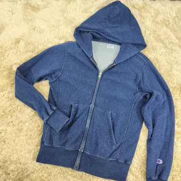 CHAMPION 리버스 위브 지퍼 후드티 인디고