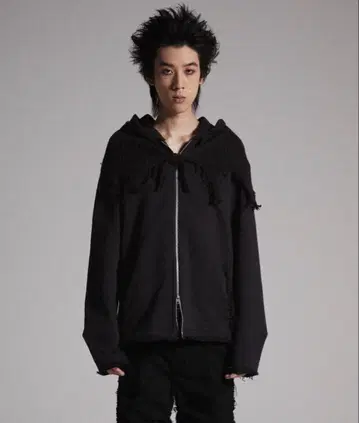 [ grancy ] 니트 레이어드 디자인 지퍼 후디