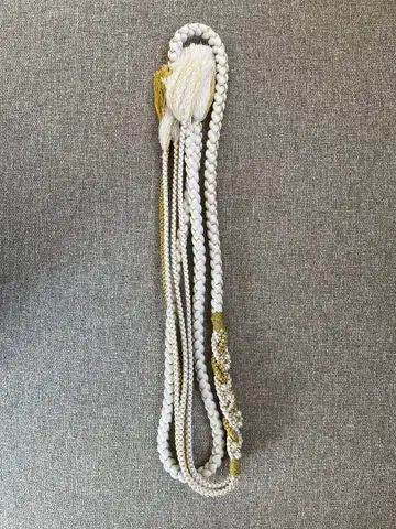 성인식 허리띠 펄 장식 화이트/금