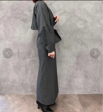 anuans 백 요크 디자인 원피스 긴팔 프릴