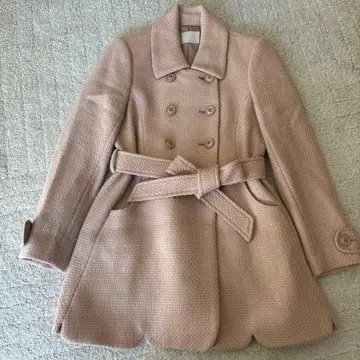 베이지 더블 브레스트 울 코트