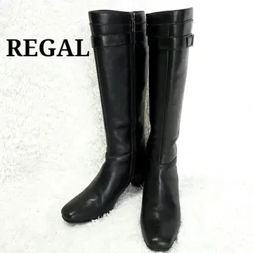 REGAL 롱 부츠 블랙 가죽 GORE-TEX 슬림 레그 사이드 지퍼