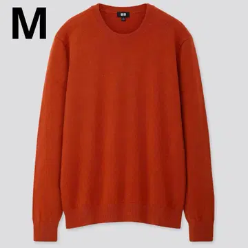 UNIQLO 남성용 크루넥 캐시미어 스웨터 오렌지 캐시미어 100%