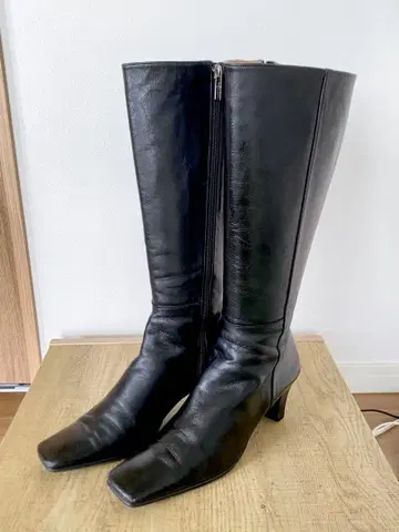 트루사르디 가죽 롱 부츠 블랙 24.5cm