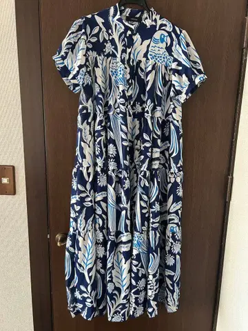 melange 꽃무늬 반팔 무릎 기장 원피스