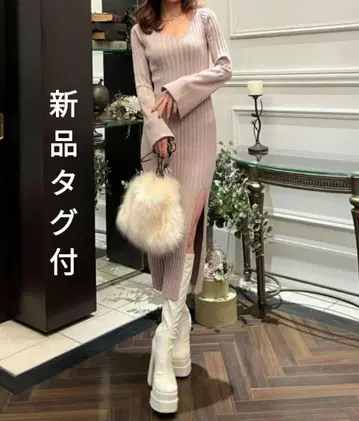 택 포함 새상품 ROYAL PARTY 턱 리브 타이트 원피스