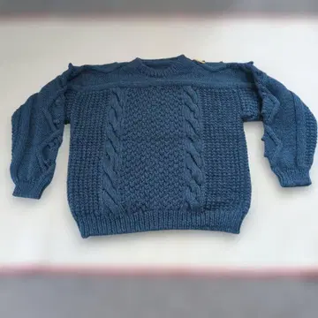 다크 블루 케이블 짜임 니트 스웨터