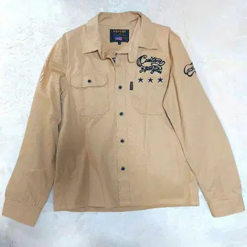 [VANSON] 베이지 자수 긴팔 셔츠