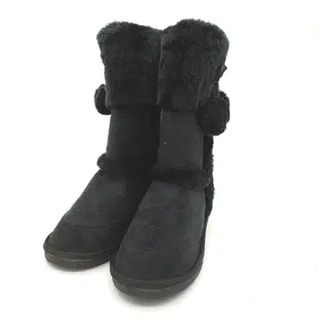 폼폼 퍼 무스탕 스타일 부츠 스웨이드 블랙 L