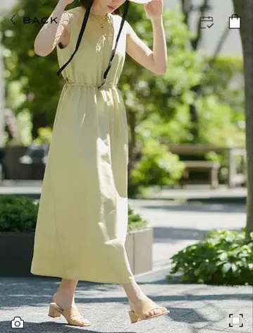 허리 슬릿 슬리브리스 원피스