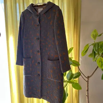 샐리 스캇 후드 부착 롱 코트 그레이 브라운