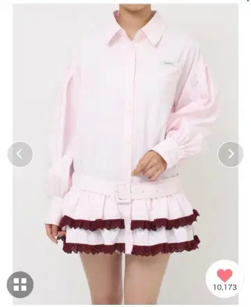 jouetie 밑단 레이스 프릴 튜닉 셔츠