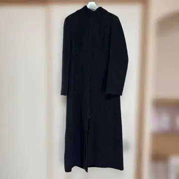 ATELIER SAB 빈티지 다크 그레이 후드 부착 롱 코트