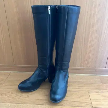 블랙 롱 부츠 사이드 지퍼 부착