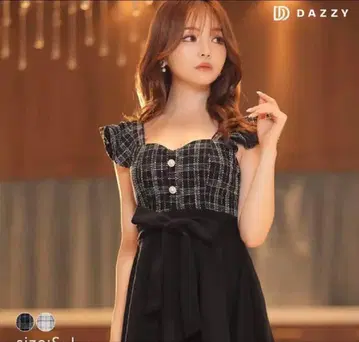 DAZZY 체크 무늬 미니 원피스 M