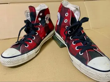 컨버스 올스타 25.5cm 하이컷 체크 무늬 converse