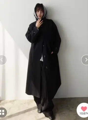 블랙 롱 코트 2way 인플루언서 콜라보 오버 사이즈 블랙