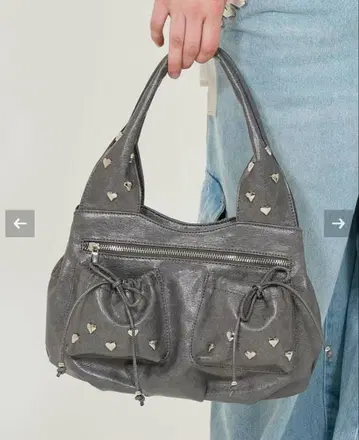 tinajojun 백 하트 스터드 백 그레이