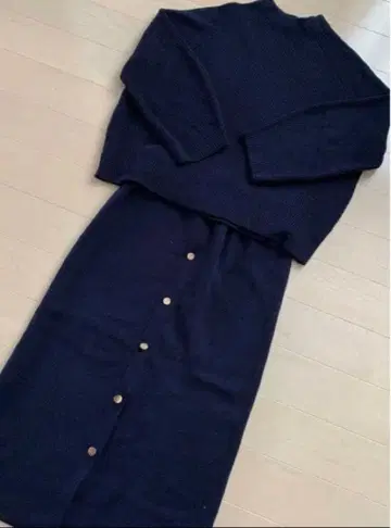 플라스테 네이비 니트 셋업 S