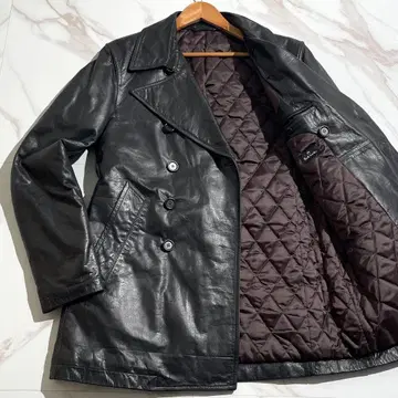 폴스미스 더블 가죽 코트 퀼팅 자켓 소가죽 L 블랙