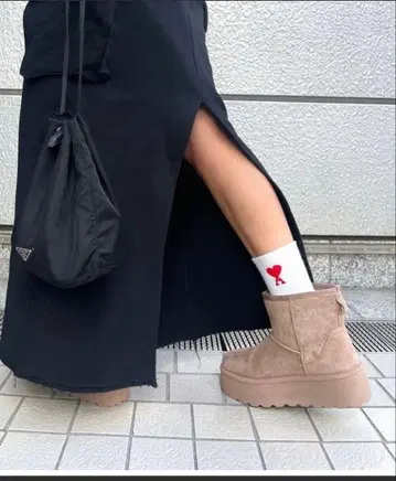 R&E [ 통굽 어그 부츠 ] 여성용 숏부츠 베이지