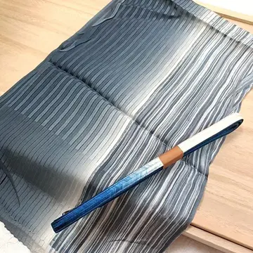 헤38 허리띠와 오비 장식 천 세트 파랑 세로 줄무늬 여름