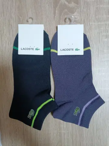 라코스테 일본제 캐주얼 양말 라인 패턴 퍼플 1켤레와 네이비 1켤레